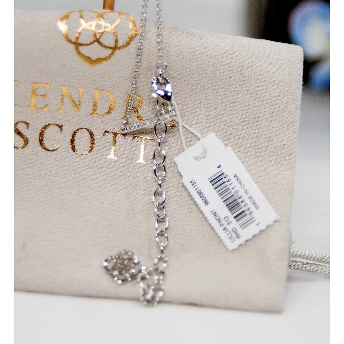 Kendra Scott Lillia Butterfly Dichroic Glass Rhodium Pendant Necklace NWT