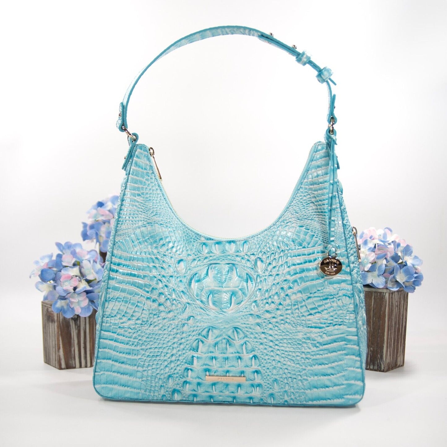 Brahmin Dusty Blue Melbourne Leather Tabitha Hobo Shoulder Bag NWT