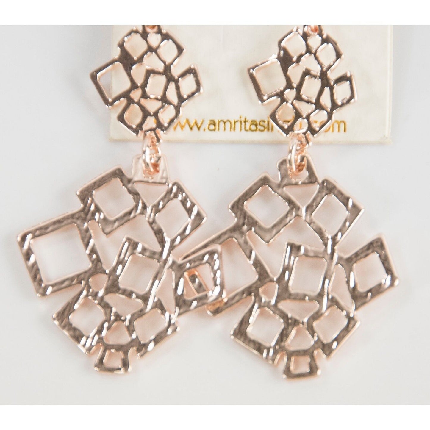 Amrita Singh Rose Gold Gramercy Geometric Drop Dangle Earrings ERC 256 NWT