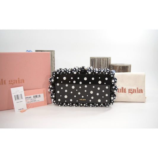 Cult Gaia Black Pearl Eos Bubble Acrylic Clutch Box Bag NWT