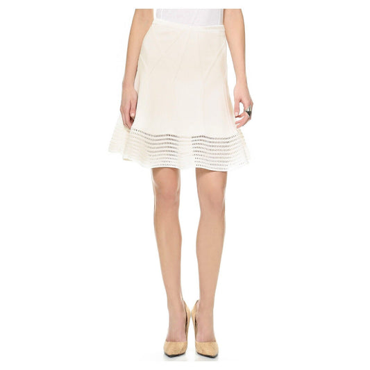 Diane Von Furstenberg White Samara Eyelet Thick Knit A Line Skirt L NWT $395