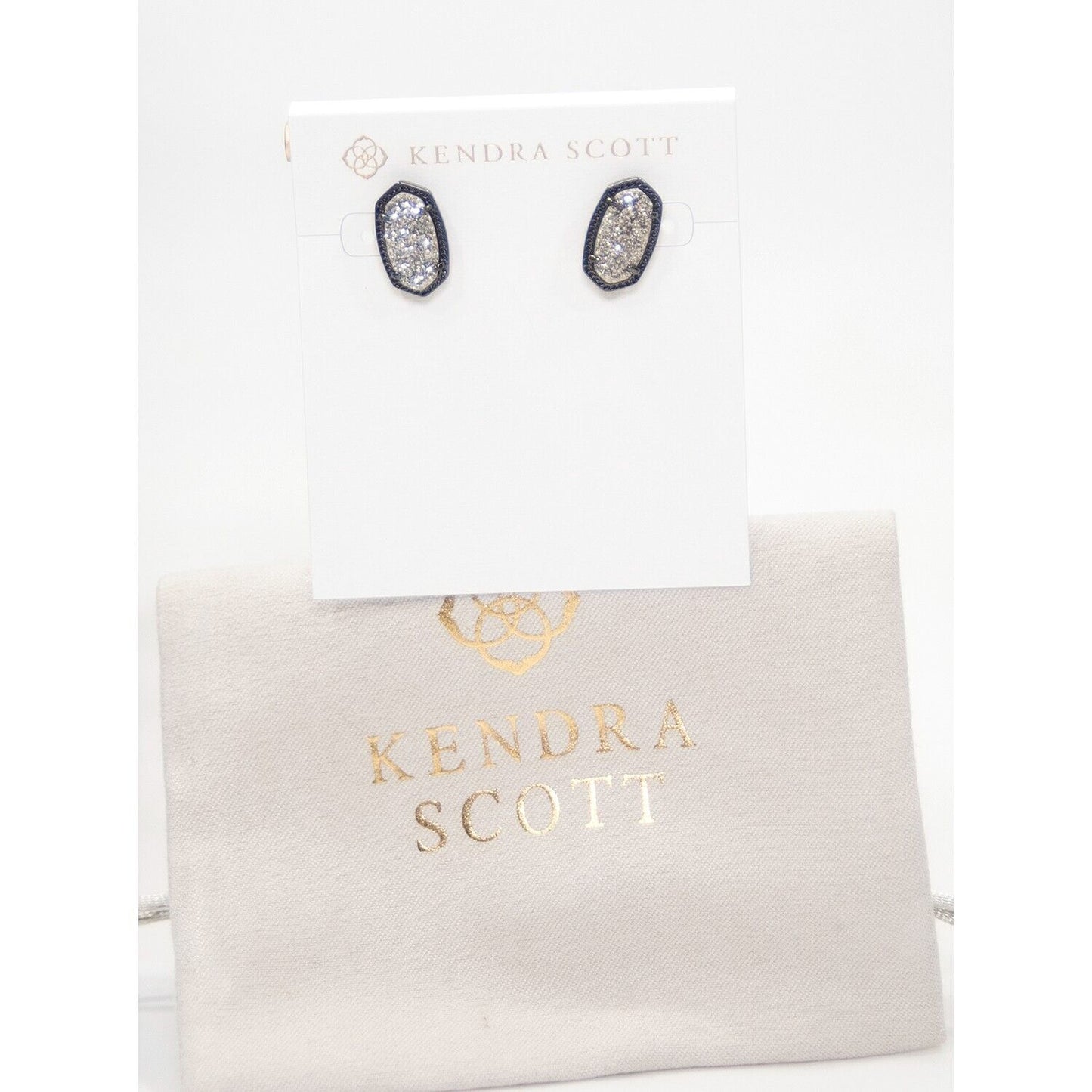 Kendra Scott Ellie Platinum Drusy Gunmetal Statement Stud Earrings NWT