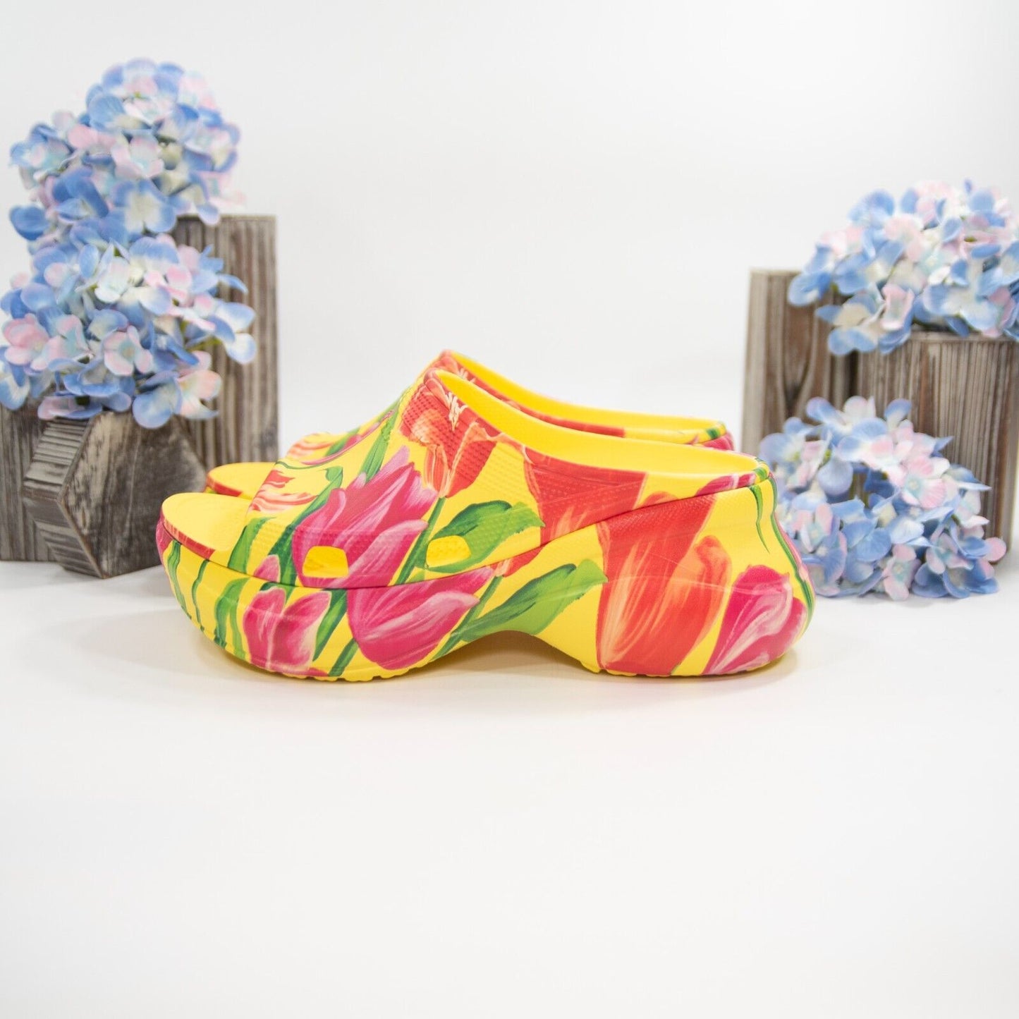 Balenciaga X Crocs Floral Tulip Pool Platform Slides Size 39 NIB $675