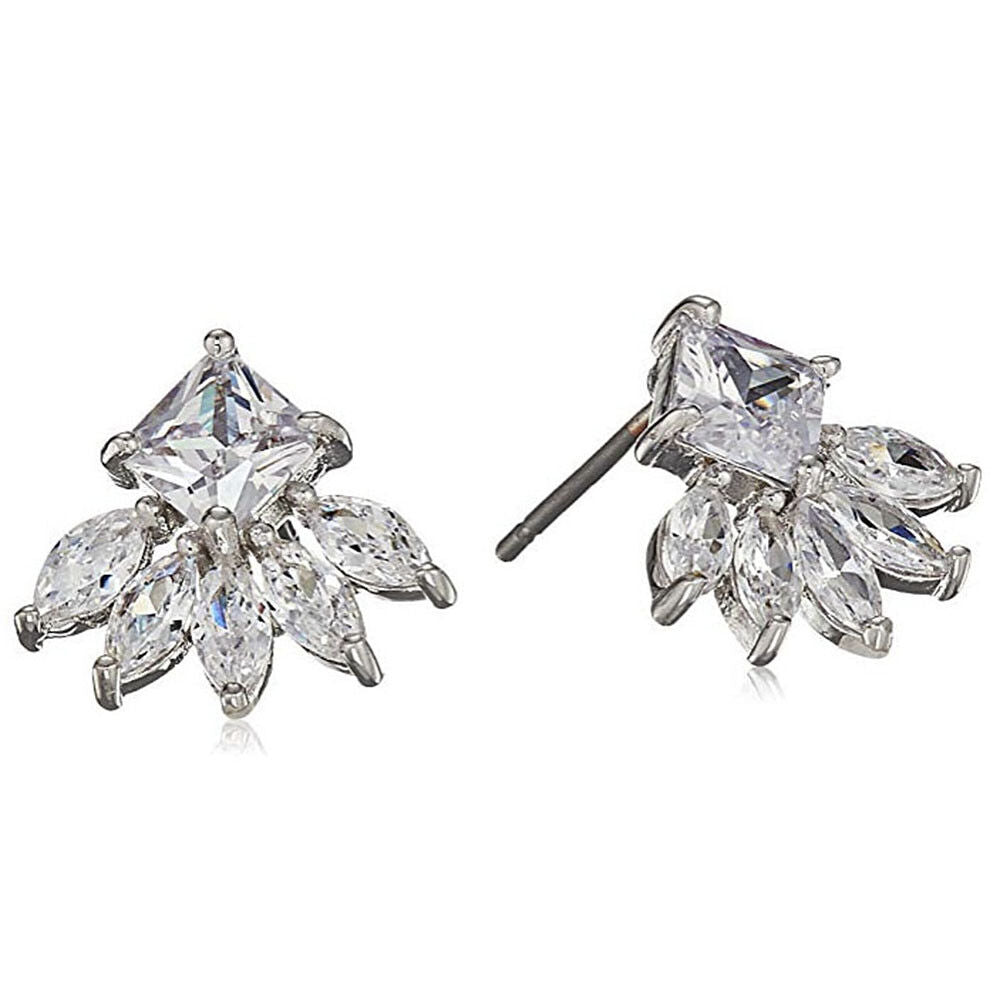 CZ by Kenneth Jay Lane Baguette Cluster 2 cttw Earrings KE1743 NWT