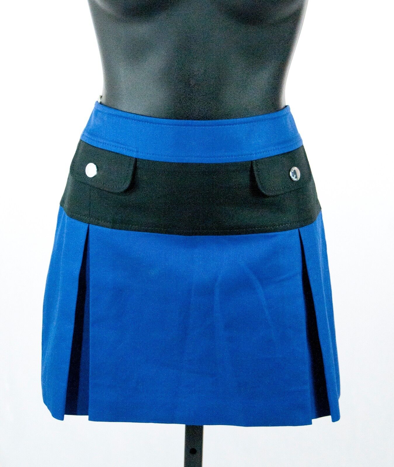 Karen Millen Blue A Line Sailor Color Block BLACK LABEL Mini Skirt 8 NWT