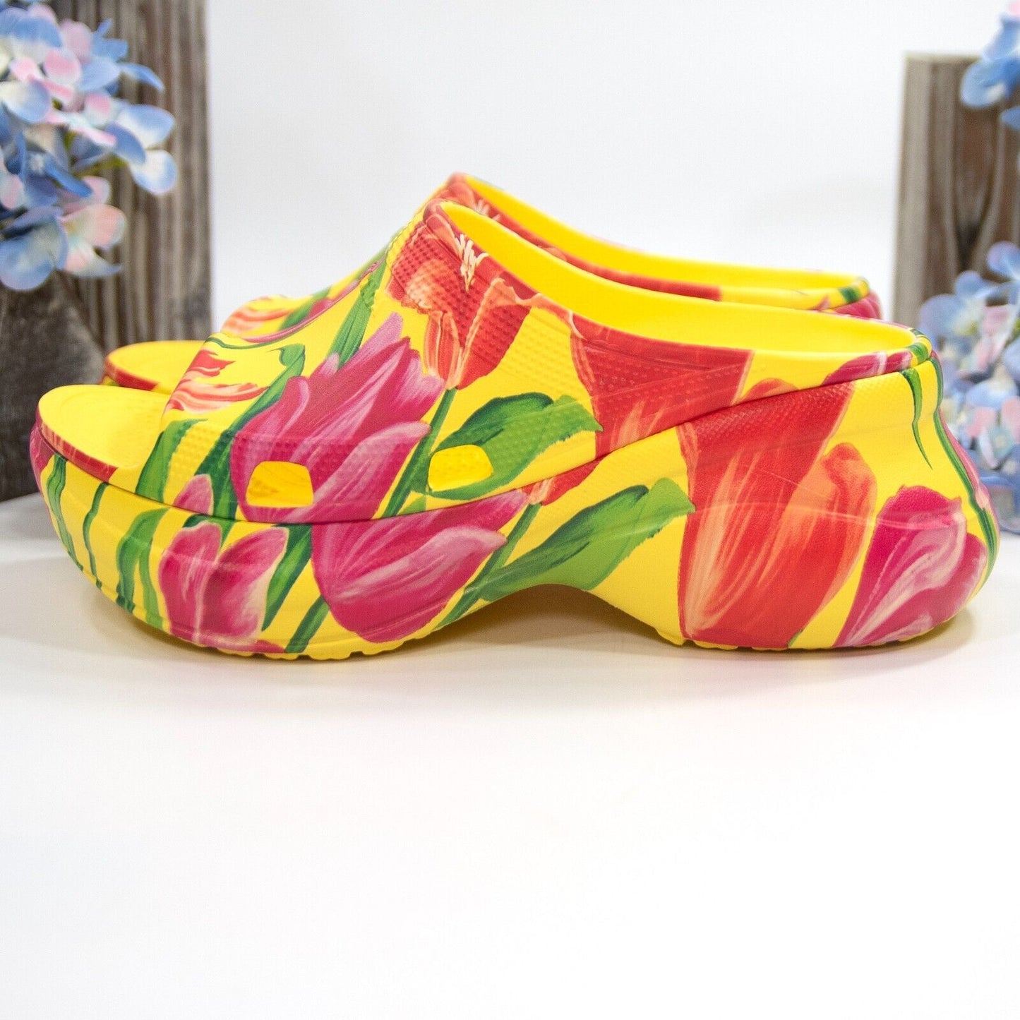 Balenciaga X Crocs Floral Tulip Pool Platform Slides Size 39 NIB $675