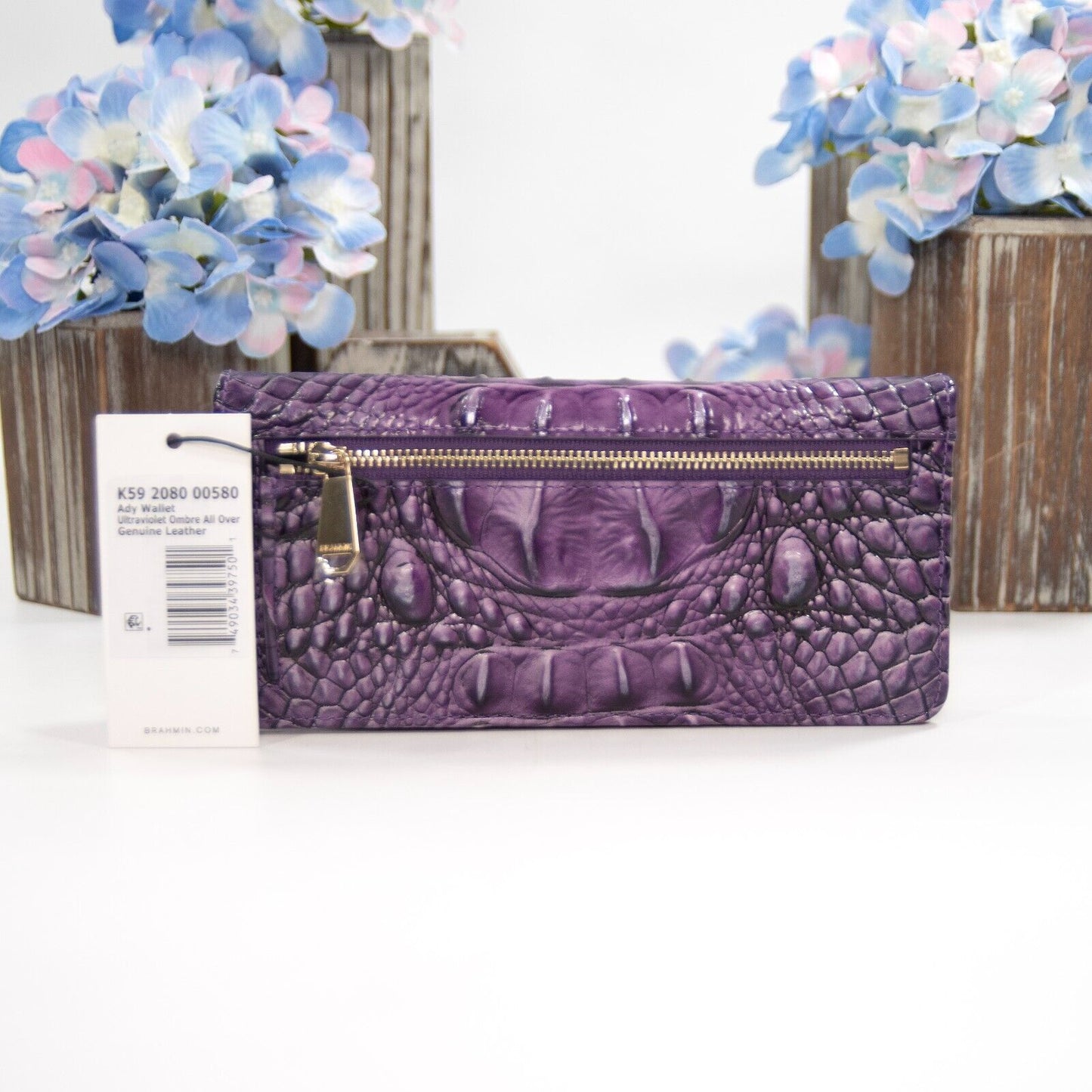 Brahmin Ultraviolet Purple Melbourne Leather Ady Bifold Wallet NWT