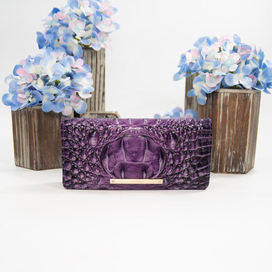 Brahmin Ultraviolet Purple Melbourne Leather Ady Bifold Wallet NWT