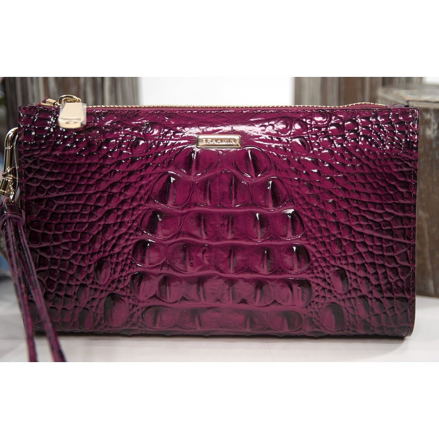 Brahmin Sugar Plum Melbourne Leather Daisy Clutch Wristlet NWT