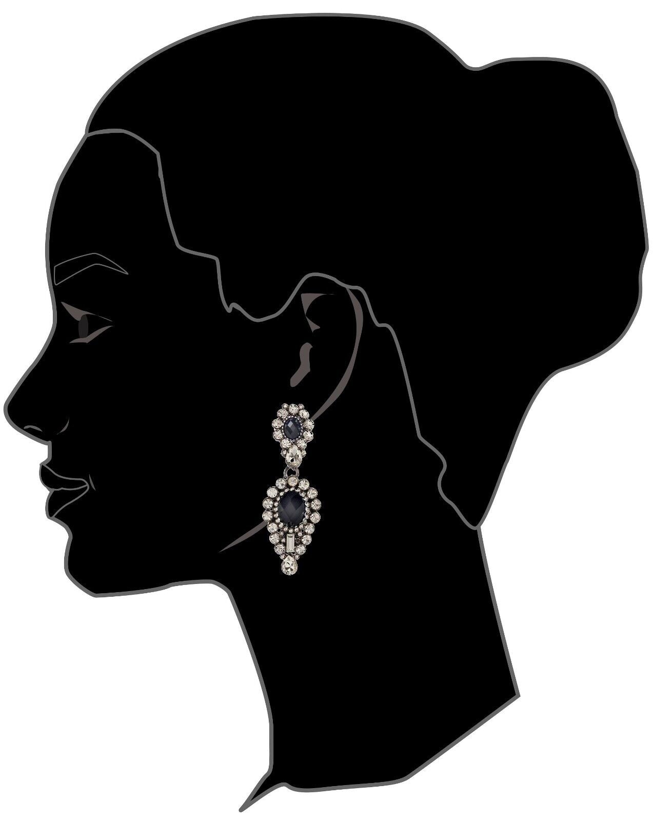 Amrita Singh Imperial Crystal LARGE Gunmetal Statement Earrings ERC 5530 NWT