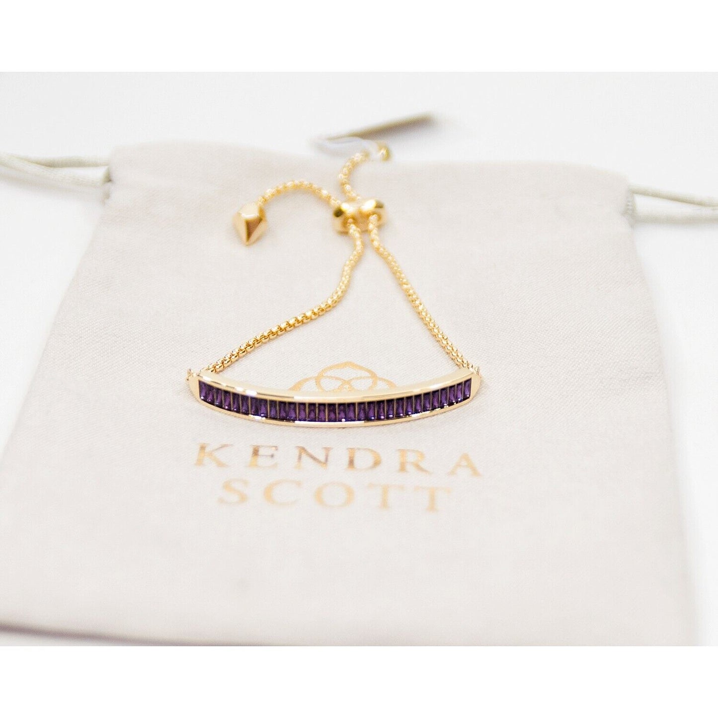 Kendra Scott Jack Purple Crystal Delicate Glold Plated Chain Bracelet NWT