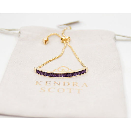 Kendra Scott Jack Purple Crystal Delicate Glold Plated Chain Bracelet NWT