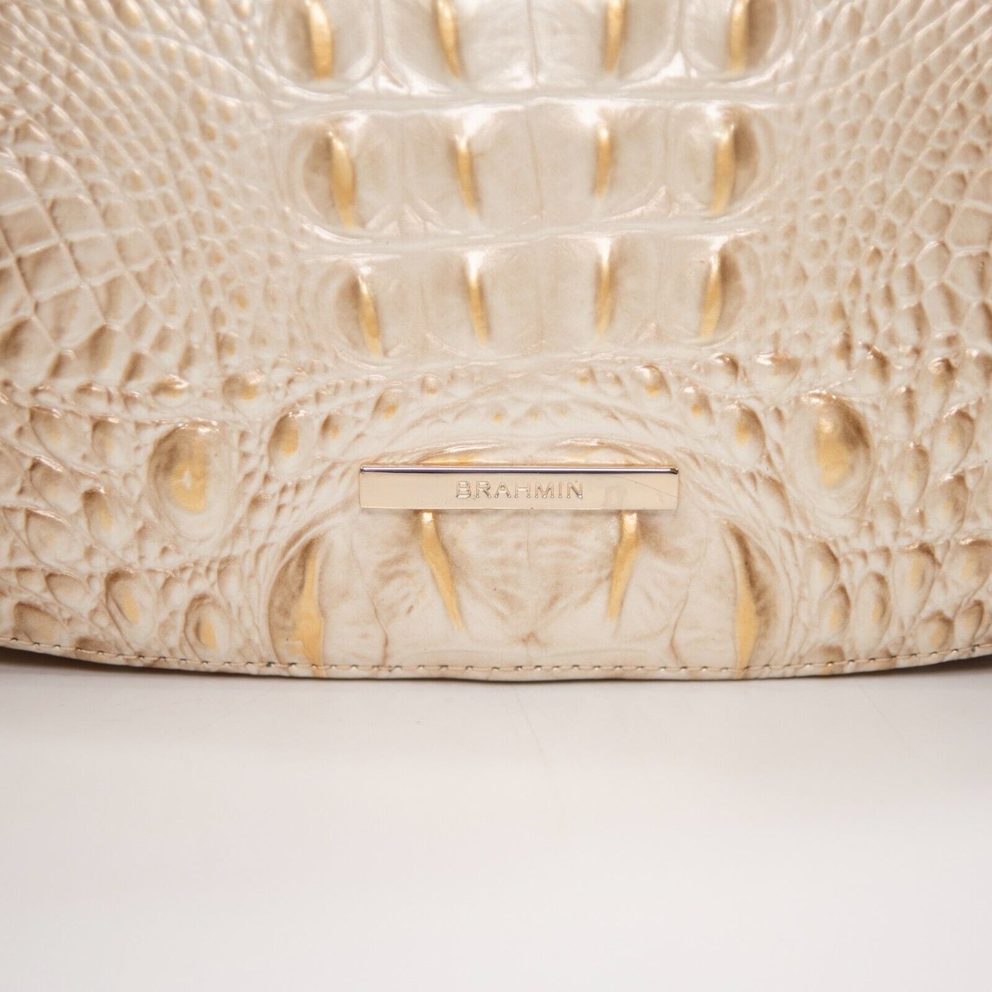 Brahmin Contour Beige Gold Melbourne Leather Shayna Crossbody Bag NWT