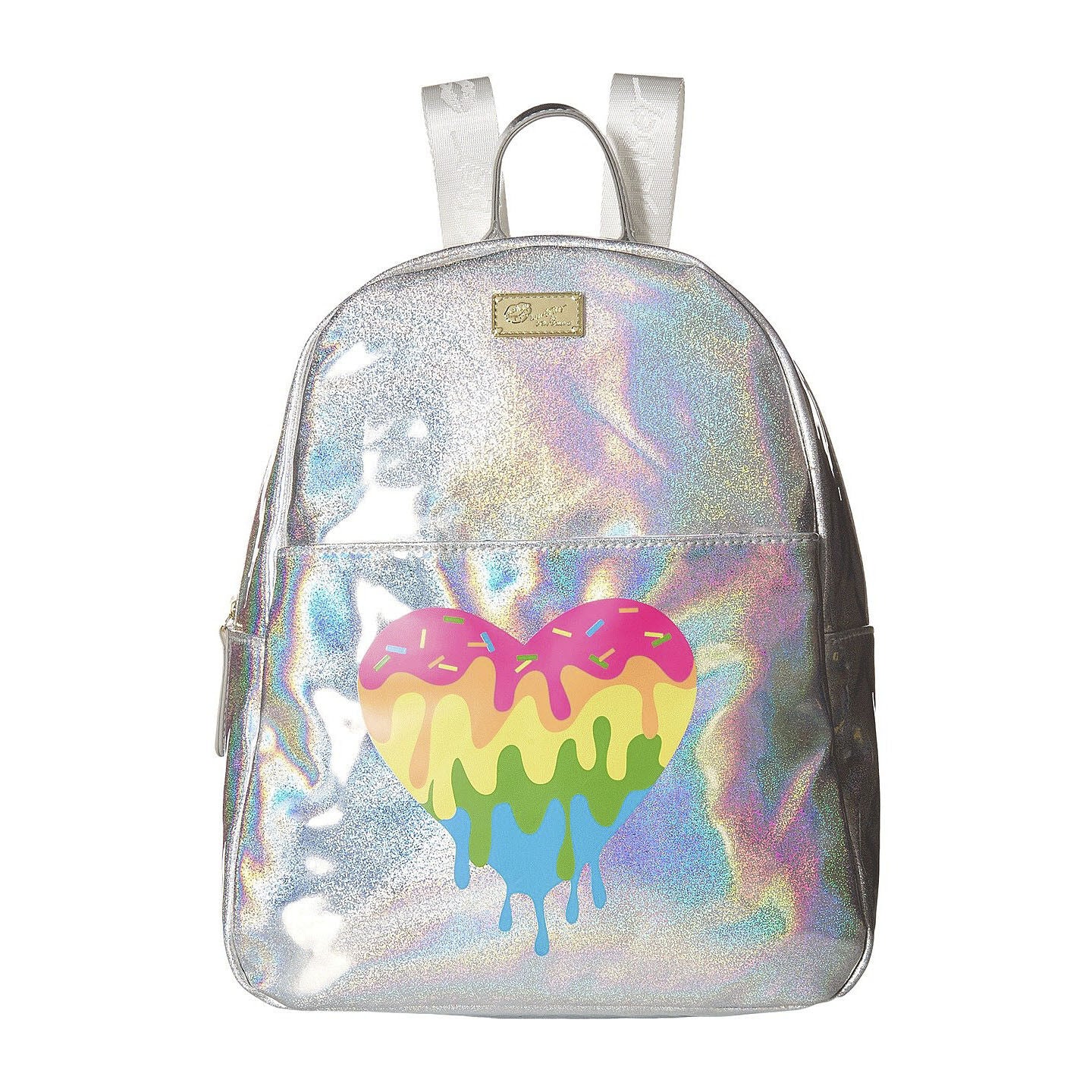 Betsey Johnson Mariss Rainbow Pride Iridescent Silver Metallic Backpack NWT