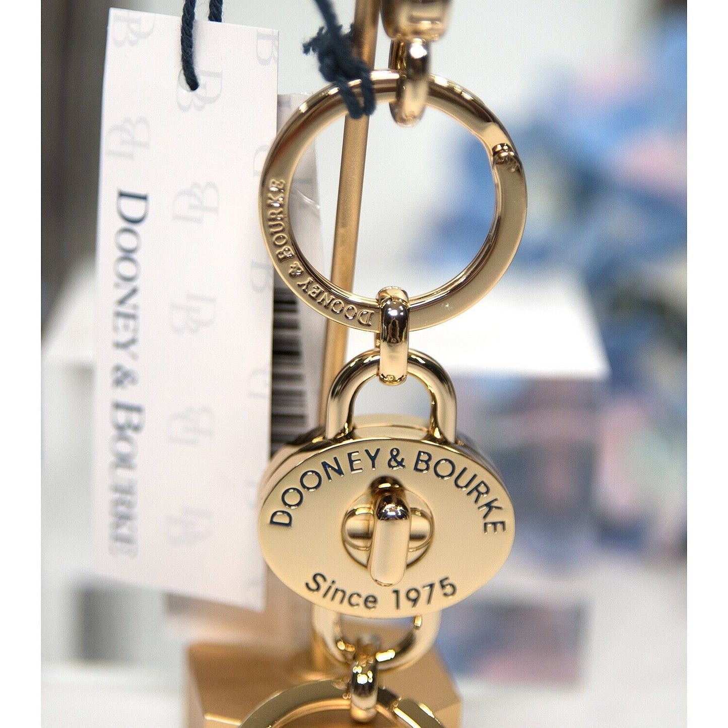 Dooney & Bourke Turnlock Valet Key Brass Large Bag Charm Keychain NWT