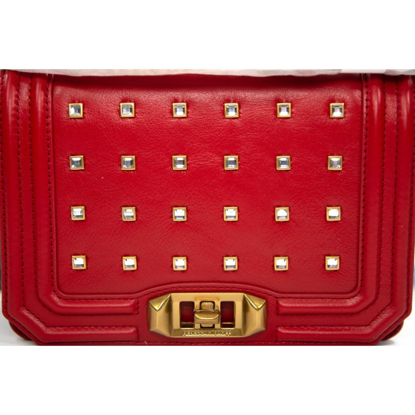 Rebecca Minkoff Crystal Stud Valentine Red Leather Love Crossbody Mini Bag NWT