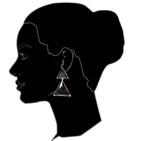 Amrita Singh Bermuda Black Resin Celebrity Large Triangle Earrings ERC 3028 NWT