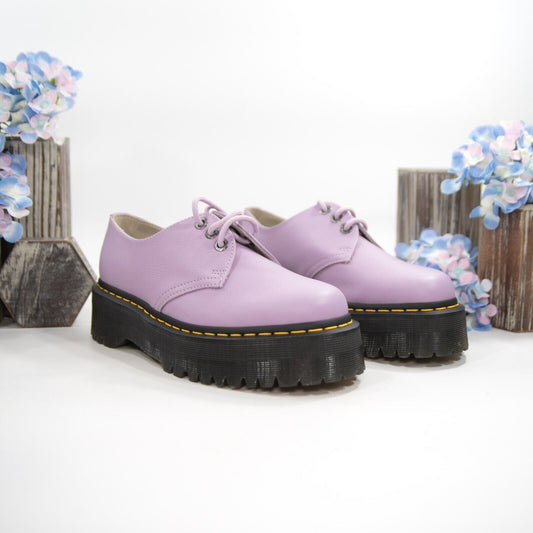 Dr. Martens Quad II Lilac Leather Lace Up Loafer Oxford Shoes 7 NIB