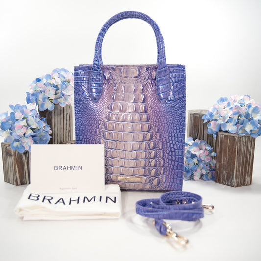 Brahmin Very Peri Ombre Melbourne Leather Moira Satchel Tote Shoulder Bag NWT