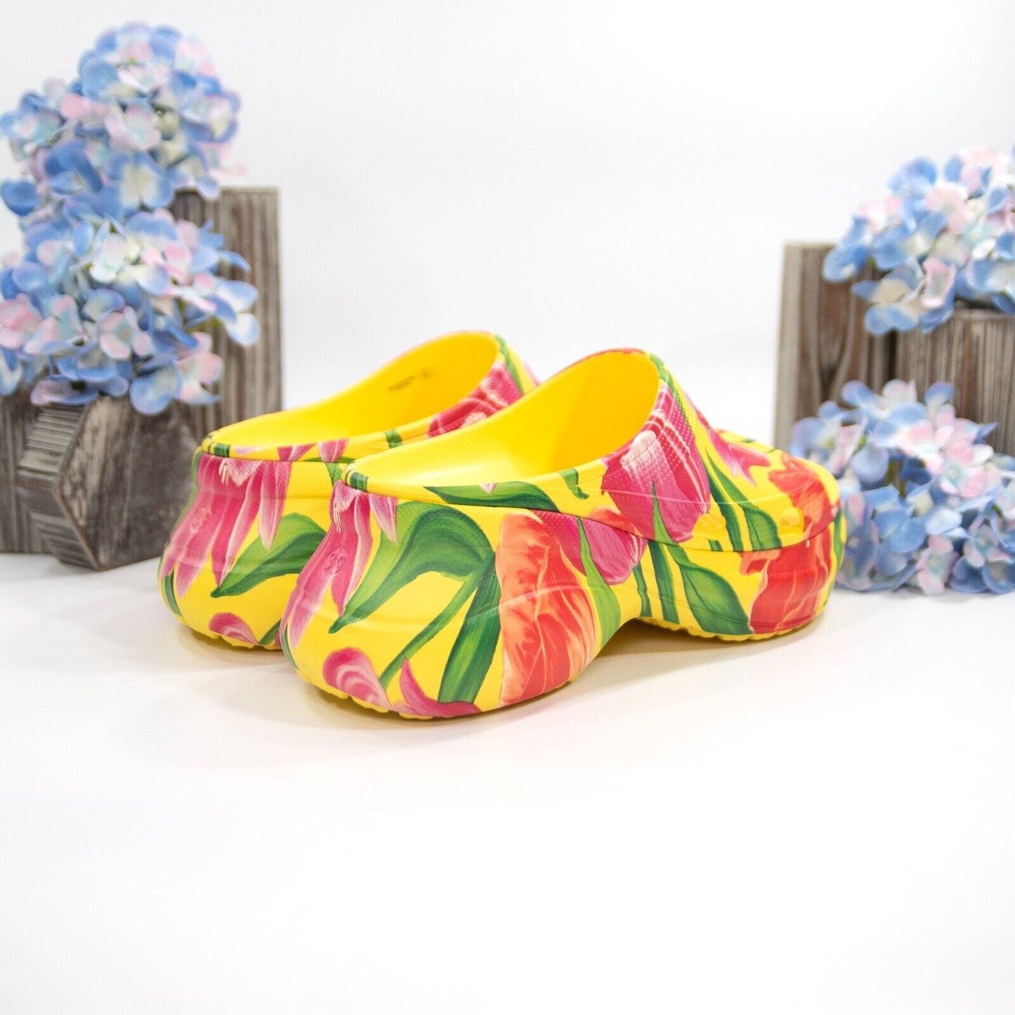 Balenciaga X Crocs Floral Tulip Pool Platform Slides Size 39 NIB $675