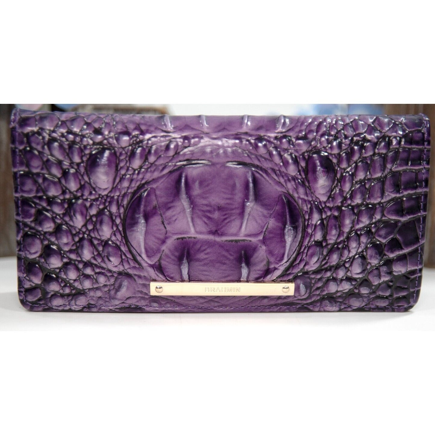 Brahmin Ultraviolet Purple Melbourne Leather Ady Bifold Wallet NWT