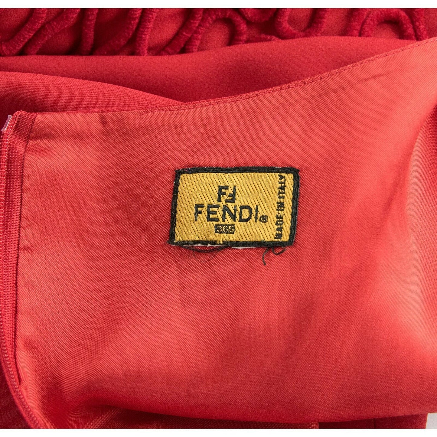 Fendi Vintage Red Fitted Velvet Scroll Work Mini Sheath Bodycon Dress 6 8