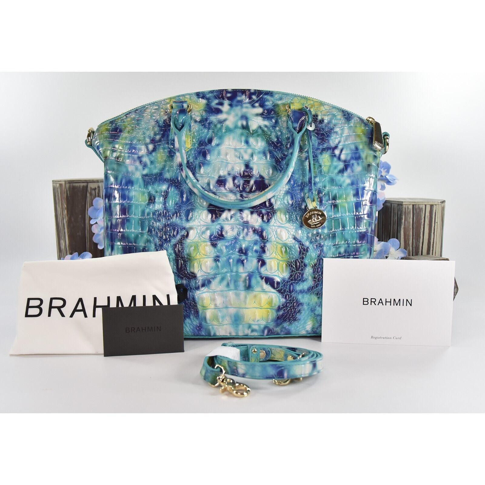 Brahmin, Bags, Brahmin Large Duxbury Satchel Blue