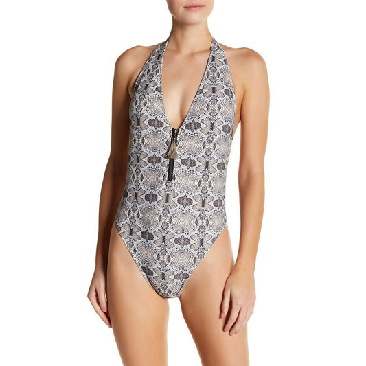 Rachel Roy Python Boho Halter One Piece Swimsuit Sz Small NWT