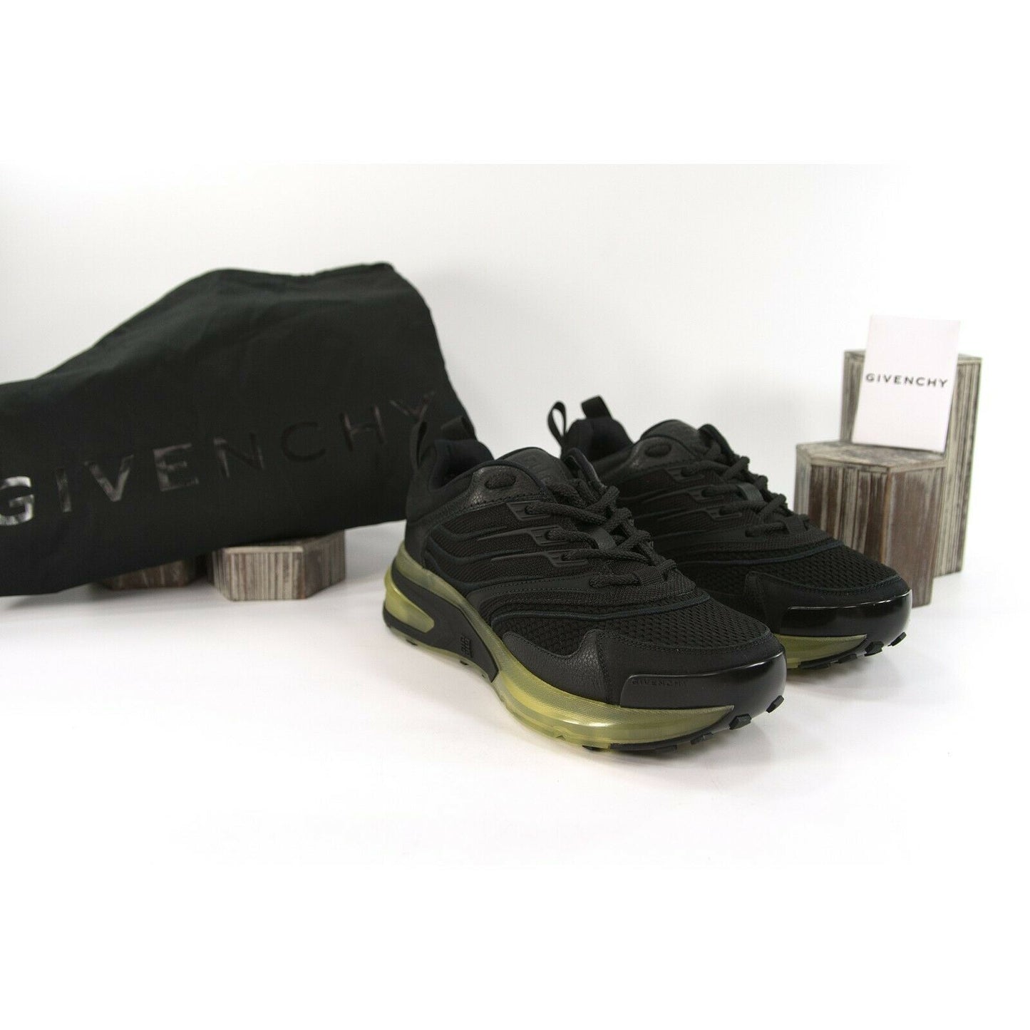 Givenchy GIV 1 Black Calf Leather Oversize Sneakers 38.5 NIB