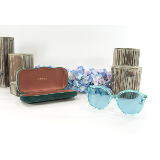 Gucci Round 59MM Azure Acrylic Metal Sunglasses NWT GG0521S