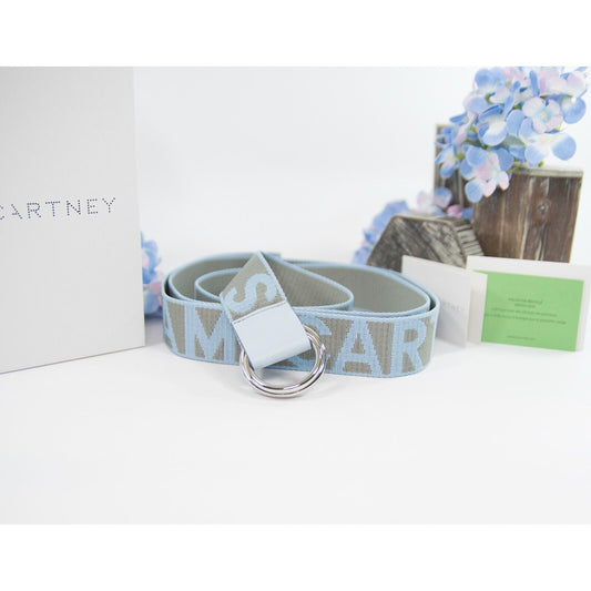 Stella McCartney Light Grey Azure Webbed 1.5 inch Logo Jacquard Belt S NWT