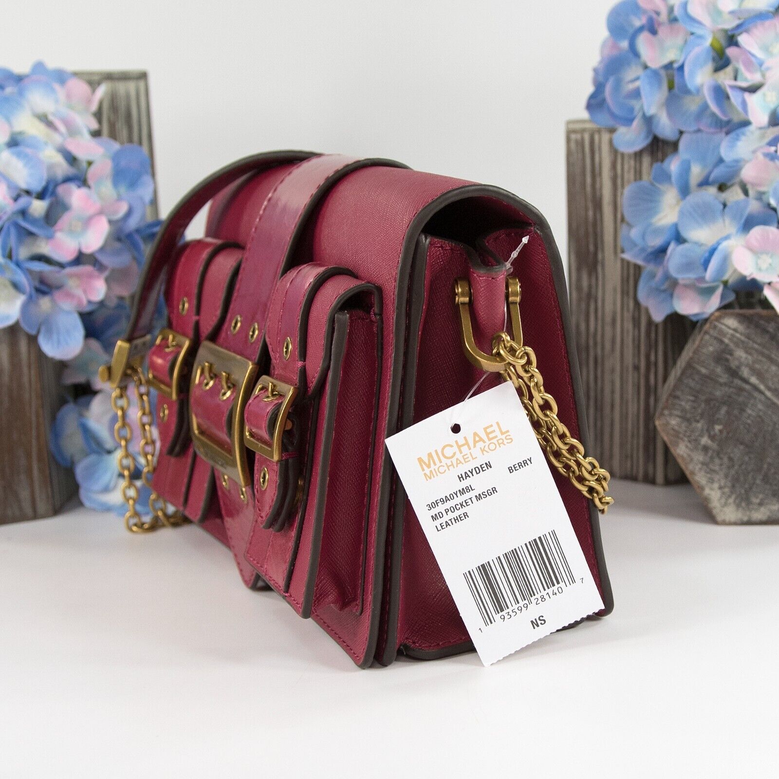 Michael Kors Grapefruit Leather Selma Medium Messenger Crossbody Bag