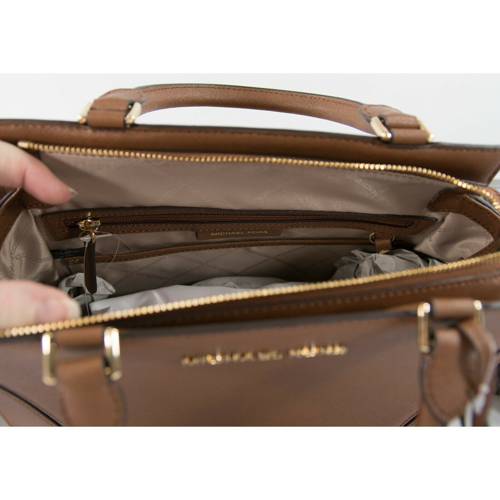 Michael kors prism large top zip satchel saffiano leather
