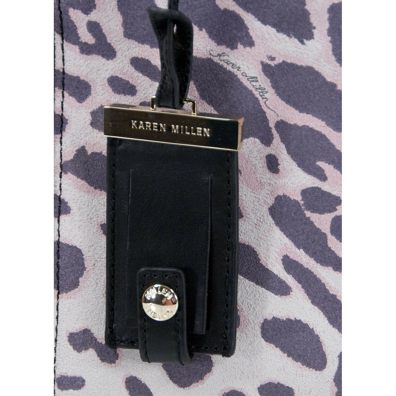 Karen Millen Purple Ivory Suede Leopard Black Leather Large Satchel NWT