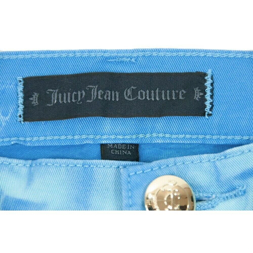 Juicy Couture Black Label Blue Tropic Water Print Denim Jeans 28 NWT