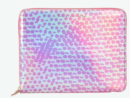 Marc Jacobs Techno Lynne Print Rose Gold Hologram iPad Folio Tablet Case NWT