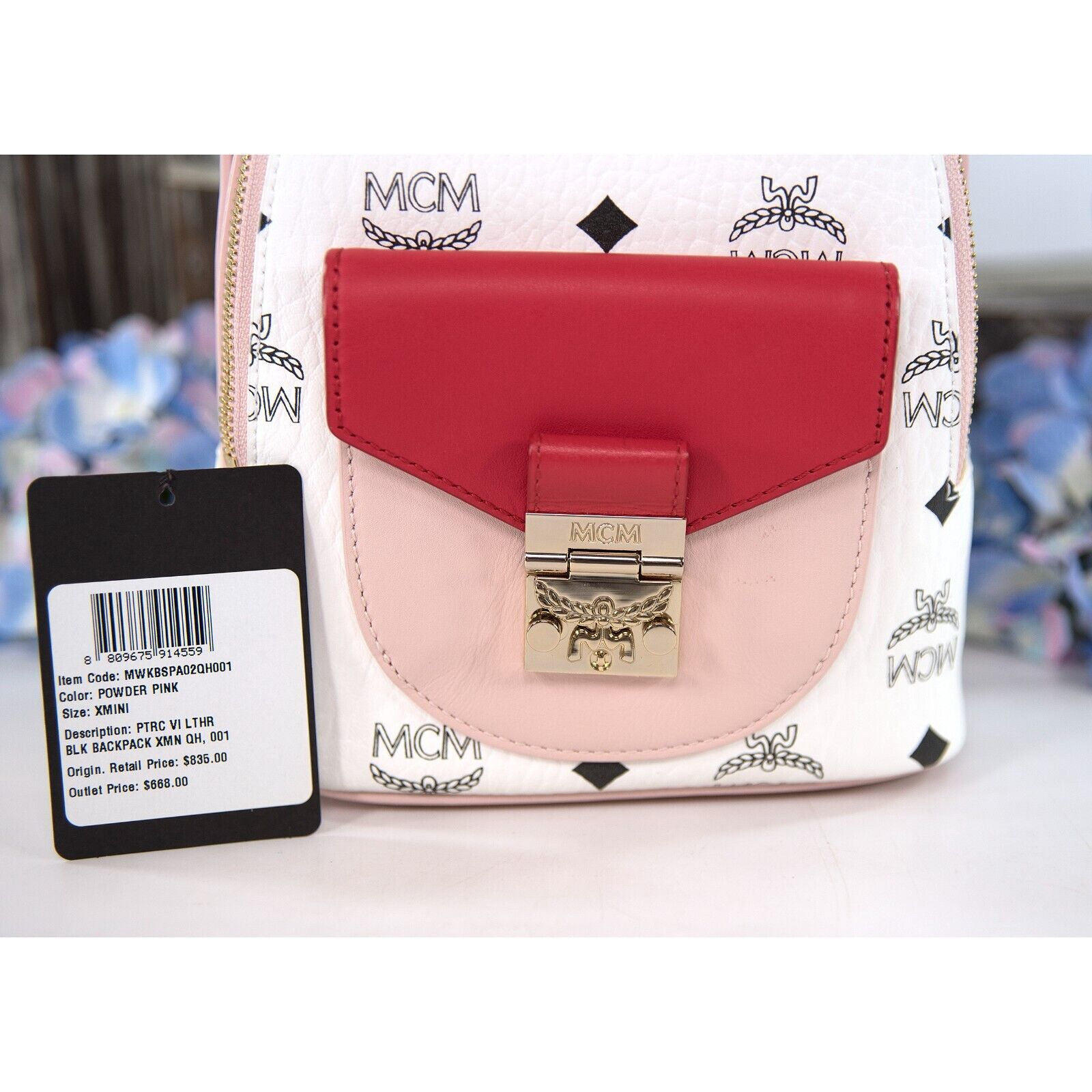 MCM Patricia Visetos Colour Block Crossbody Bag in Pink
