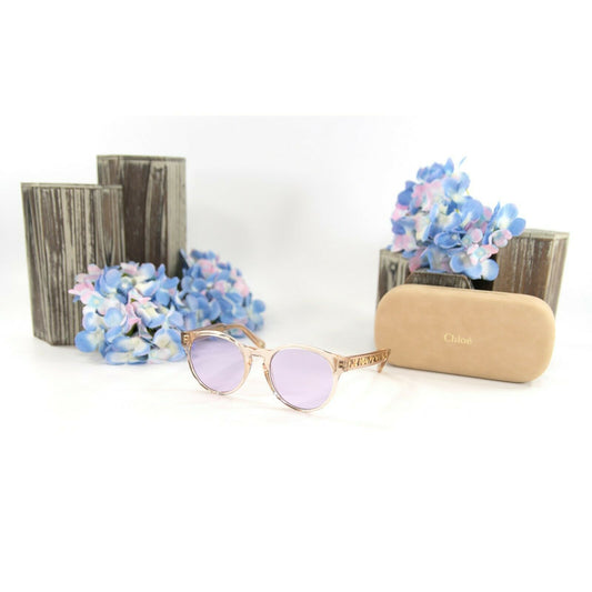 Chloe CE753S Peach Gold Gradient Purple Acrylic Metal Logo Sunglasses NWT Case