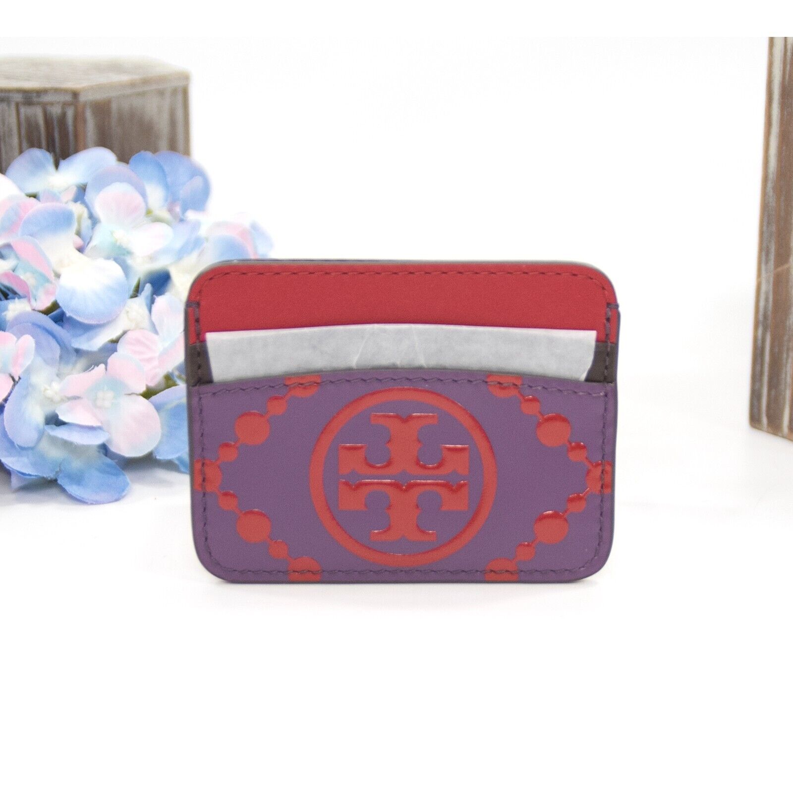 Tory Burch Robinson Floral Saffiano Leather Card Case Mini Wallet