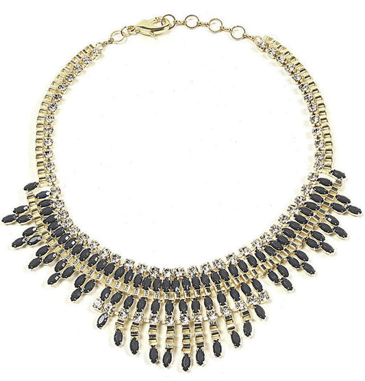 Amrita Singh Miss Lily Large Crystal Bib Gold Gunmetal Necklace NKC 1534 NWT