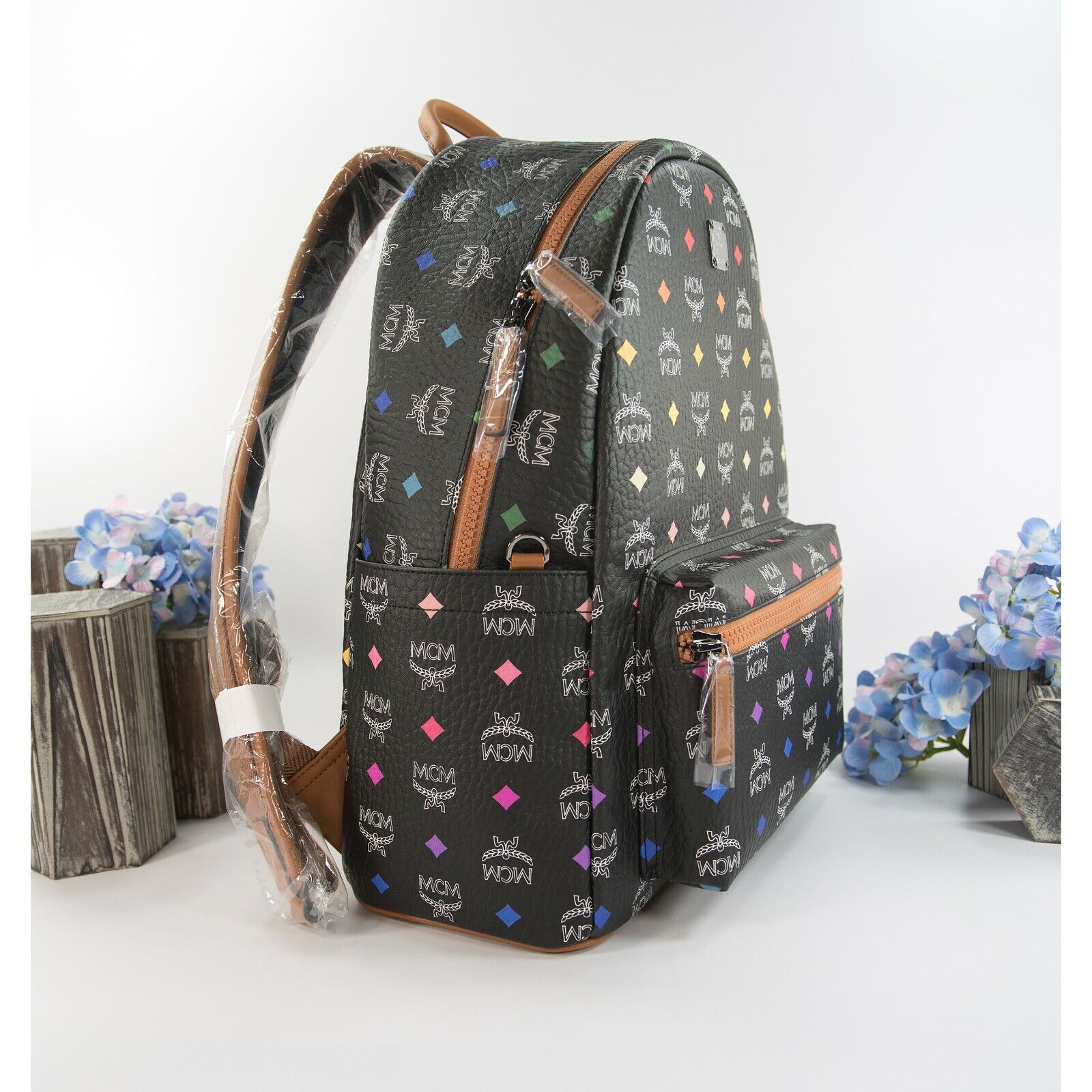 MCM Visetos Black Spectrum Diamond Monogram Large Backpack Book Bag NW –  Design Her Boutique